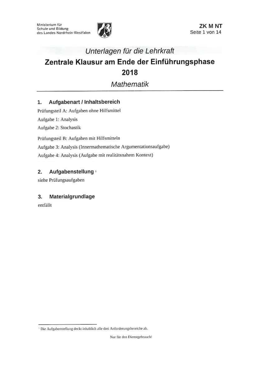 Ministerium für
Schule und Weiterbildung
des Landes Nordrhein-Westfalen
Hinweise zur Durchführung der Zentralen Klausur am Ende
der Einführu