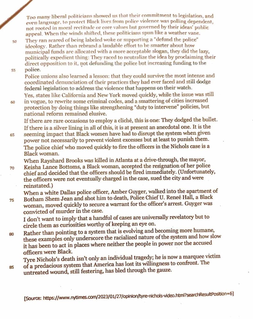 Textvorlagen:
Hilfsmittel:
Bearbeitungszeit:
Tasks
Englisch Leistungskurs
1. Klausur Q2-23. Februar 2022
Text A:
Text B:
Tyre Nichol's Death