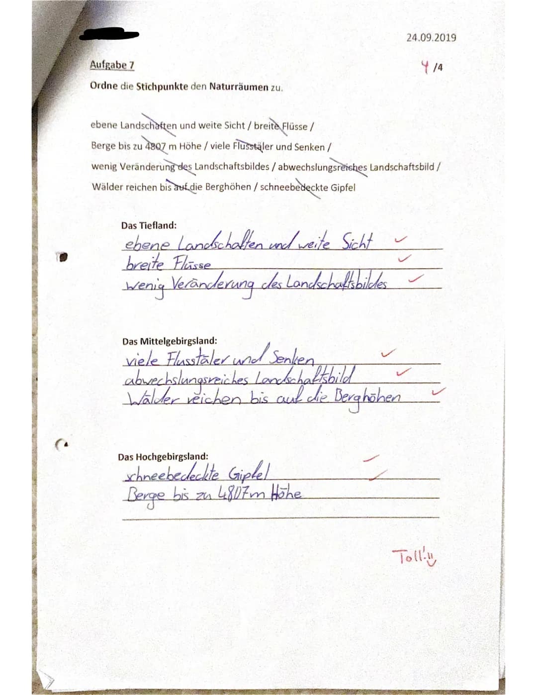 GL-Arbeit Nr. 1
Name:
Aufgabe 1
Welche Meere begrenzen Europa im...
Nordsee Ostsee
a)...Norden?
b)... Westen? Atlantischer Ozean
c)...Süden?