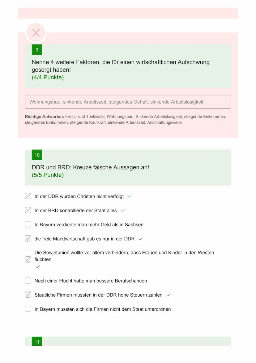 M9 - 1. Große Probe im Fach GSE
Donnerstag 29.10.20
Deutschland in der Nachkriegszeit
"Von 37 möglichen Punkten hast du 36
erreicht.
Damit e