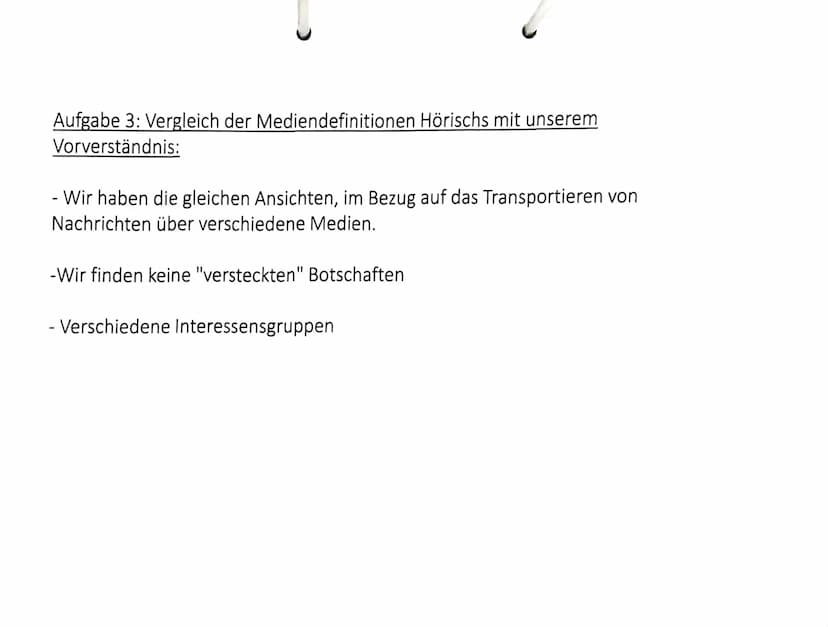 Arbeitsaufträge:
Lest den Text und markiert die zentralen Aspekte.
Arbeitet in Stichpunkten heraus, wie Hörisch den Begriff Medien
definiert