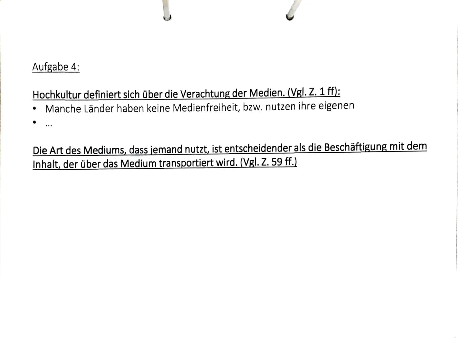 Arbeitsaufträge:
Lest den Text und markiert die zentralen Aspekte.
Arbeitet in Stichpunkten heraus, wie Hörisch den Begriff Medien
definiert