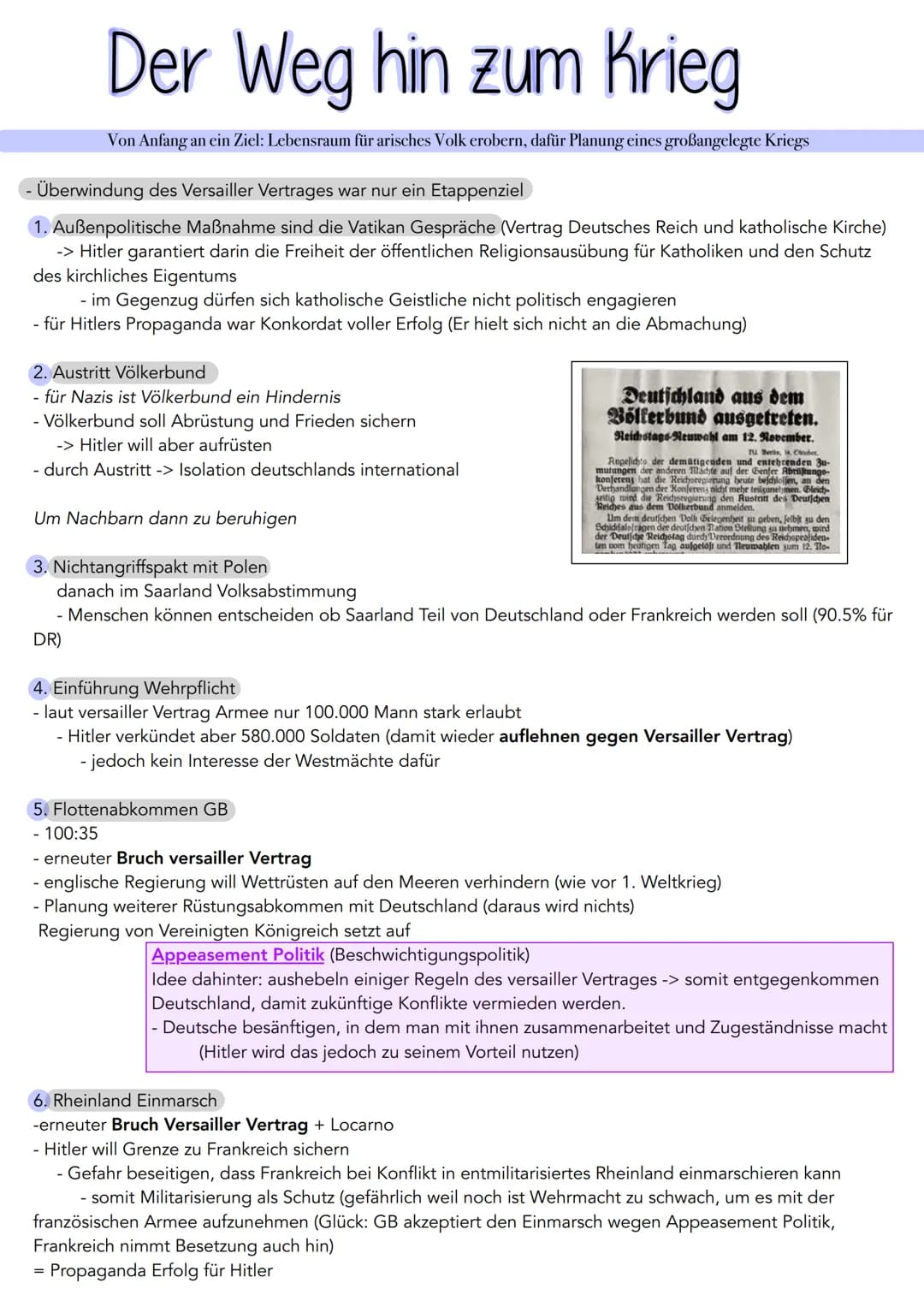 Geschichte Dech, 12, Marla Winter
Hitlers Außenpolitik
Zusammenfassung und Auflistung von Daten, Zielen und Reaktionen des Auslands
Testvorb