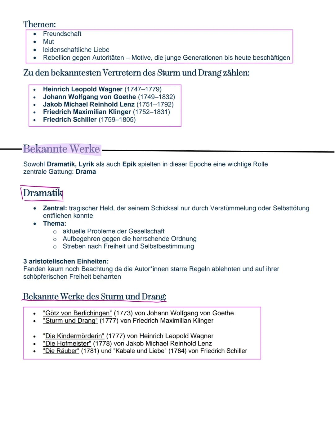 Epoche der deutschen Literaturgeschichte von 1765 bis 1790
bewusst Regeln und Konventionen der vorigen literarischen Bewegung gebrochen
jung