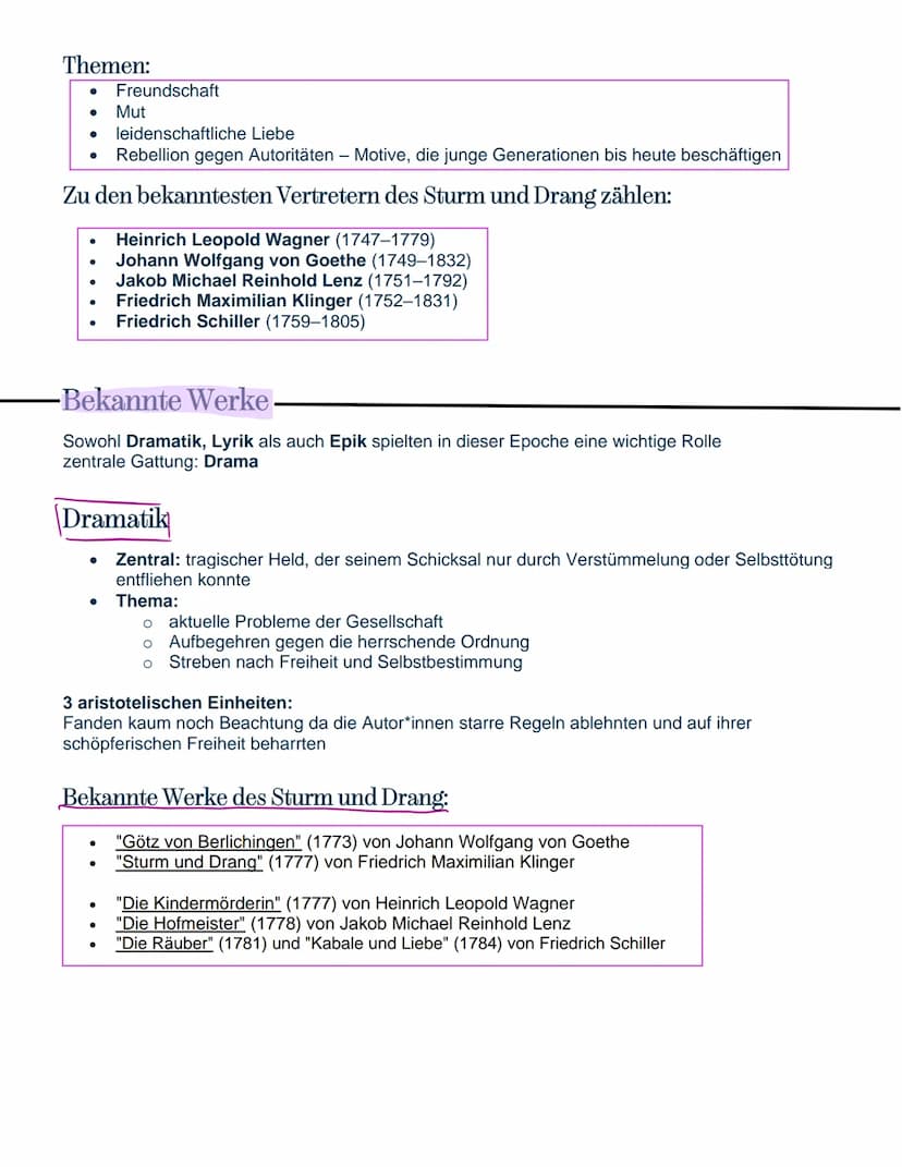 Epoche der deutschen Literaturgeschichte von 1765 bis 1790
bewusst Regeln und Konventionen der vorigen literarischen Bewegung gebrochen
jung