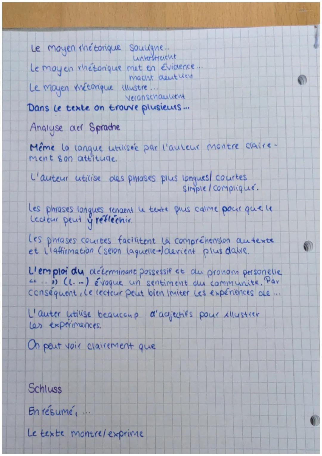 Analyse eines Textes auf Französisch
Einleitungssatz
Dans le texte & [-] de [Autor] publié à [Ort] en
[Datum] il s'agit de...
Über Leitungss