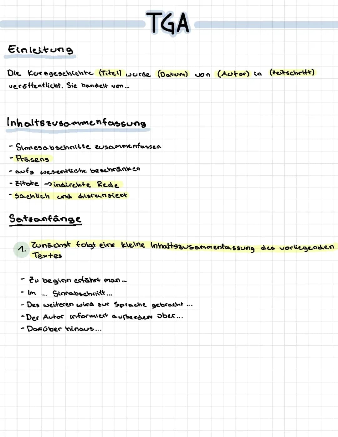 TGA Zusammenfassung/schreibplan 
