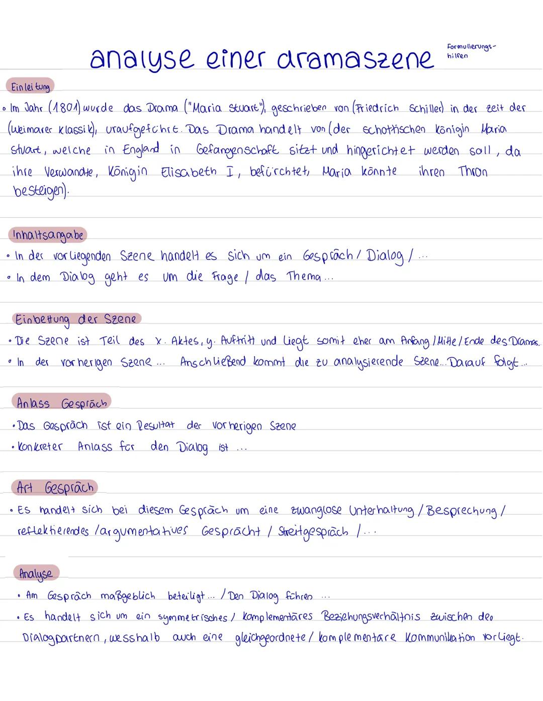 Analyse einer Dramaszene Formulierungshilfen 