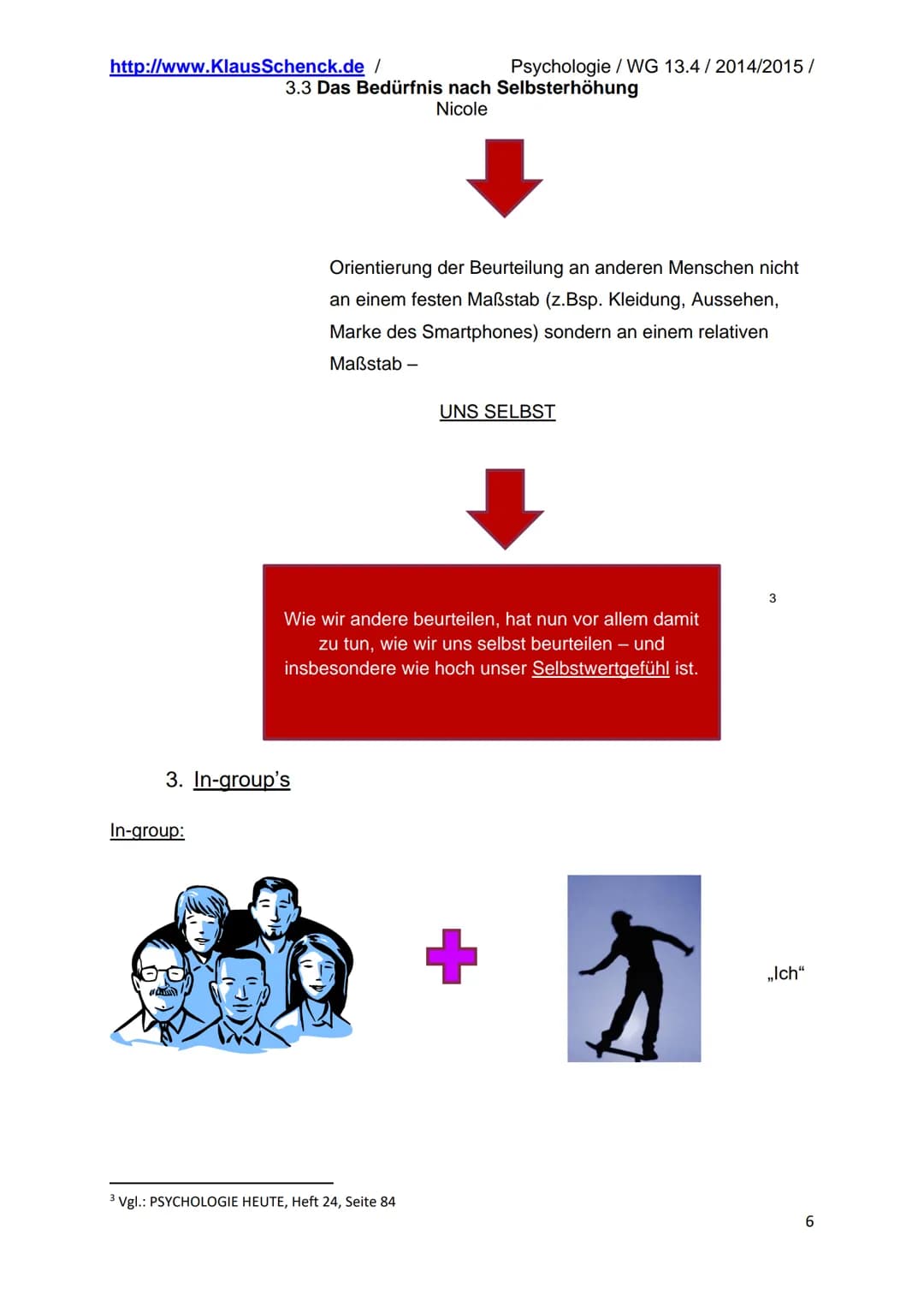 http://www.Klaus Schenck.de/
Inhaltsverzeichnis
1. Farblegende.
2. Selbsterhöhung.
3.3 Das Bedürfnis nach Selbsterhöhung
Nicole
2.1 Allgemei