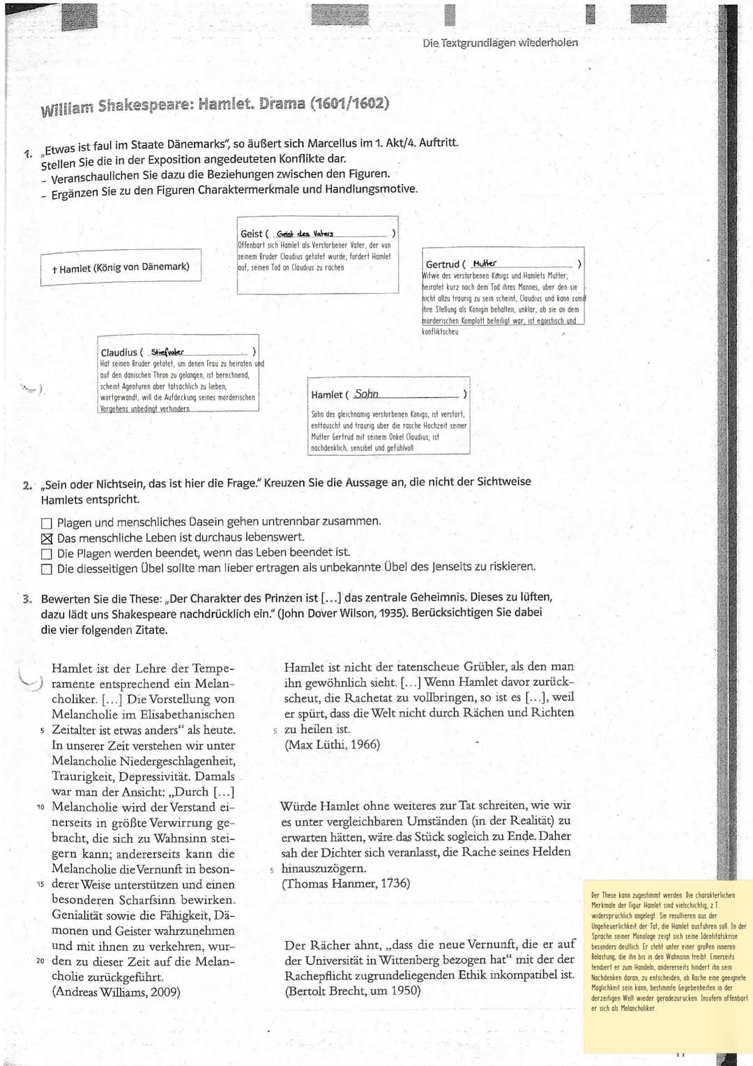 Werke des Deutsch-LK's: Themen und Bezüge im Überblick
William Shakespeare: Hamlet
Gattung: Drama
Literaturepoche: Renaissance, z.T. Aspekte