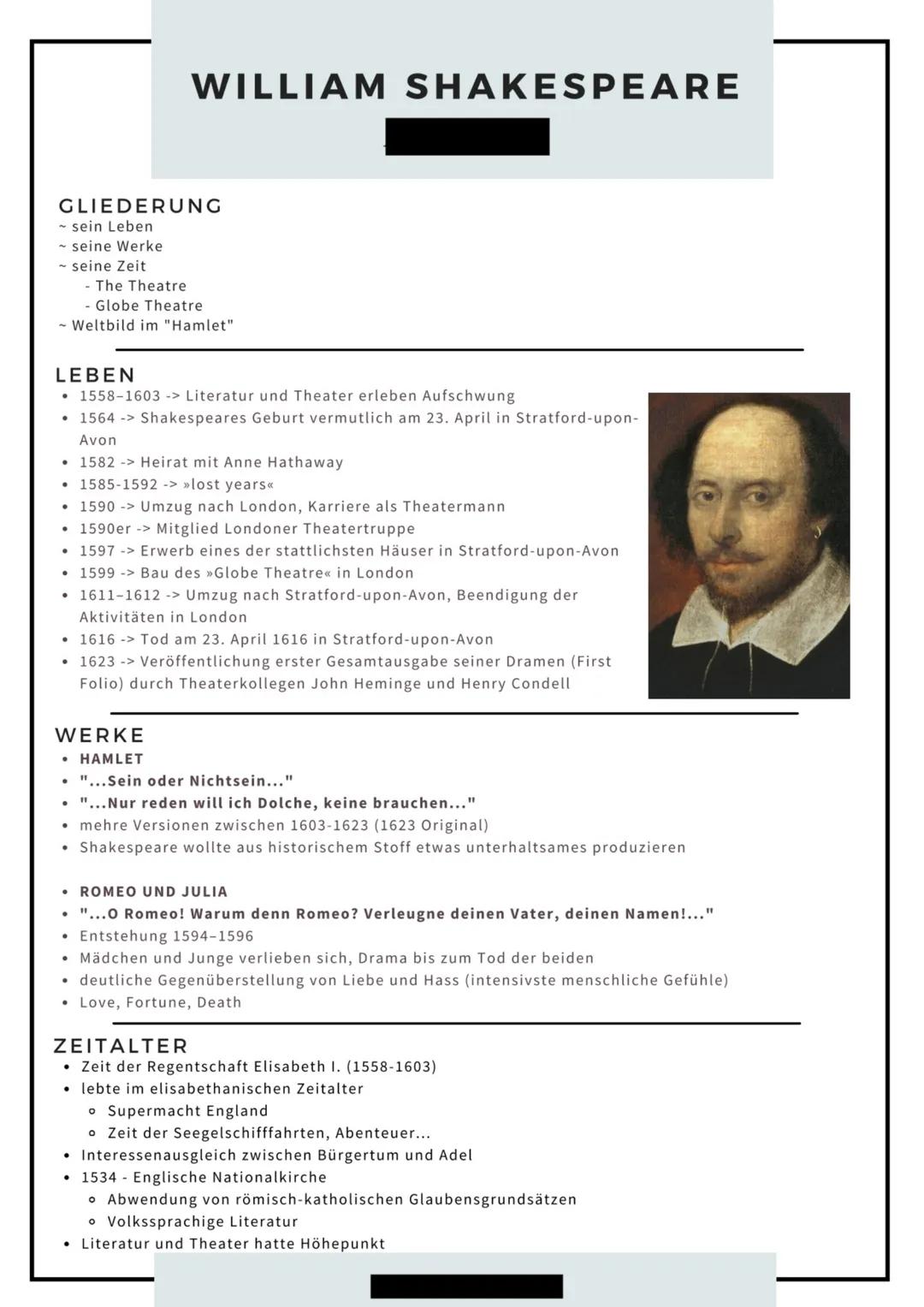 Werke des Deutsch-LK's: Themen und Bezüge im Überblick
William Shakespeare: Hamlet
Gattung: Drama
Literaturepoche: Renaissance, z.T. Aspekte