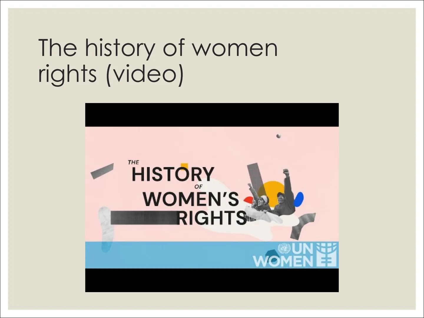 E
bortion
do
WOMEN AND
HUMAN RIGHTS
MEN UN
BORTION Content
Women/human rights in general (Denise)
The history of women rights (video)
Women 