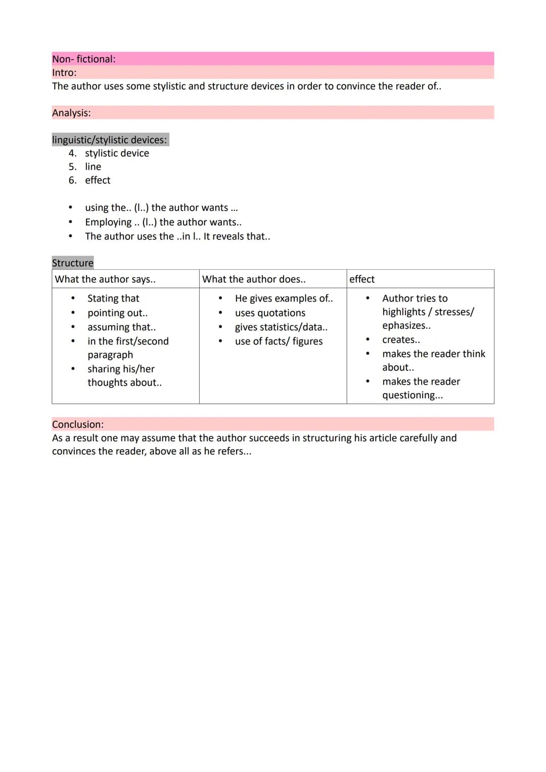Mediation
●
auf Aufgabenstellung achten
Email usw. realistisch machen
Comprehension:
.
summary
O the author...
... states
o...criticizes
o .