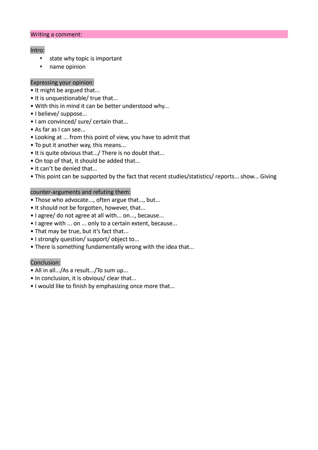 Mediation
●
auf Aufgabenstellung achten
Email usw. realistisch machen
Comprehension:
.
summary
O the author...
... states
o...criticizes
o .