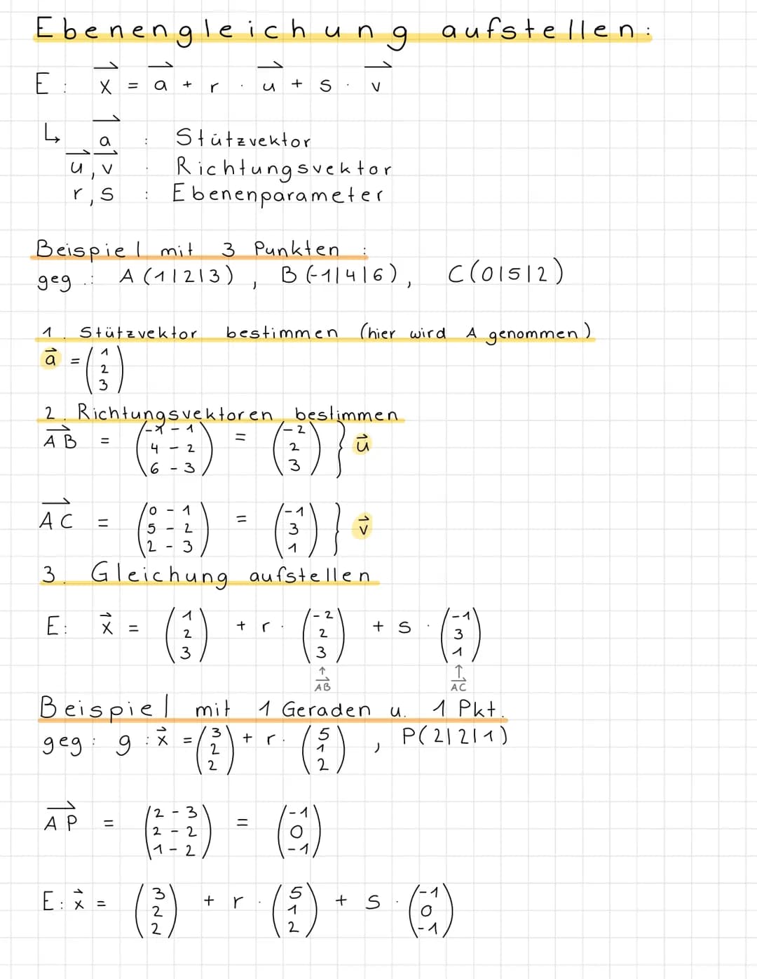 .
Mathe Klausur Nr. 2
11
Ebenengleichung
geg.
Geradengleichung aufstellen ✓
Punkt
Lage
Punktprobe
aufstellen,
am 15.12.21
Länge von Vektoren