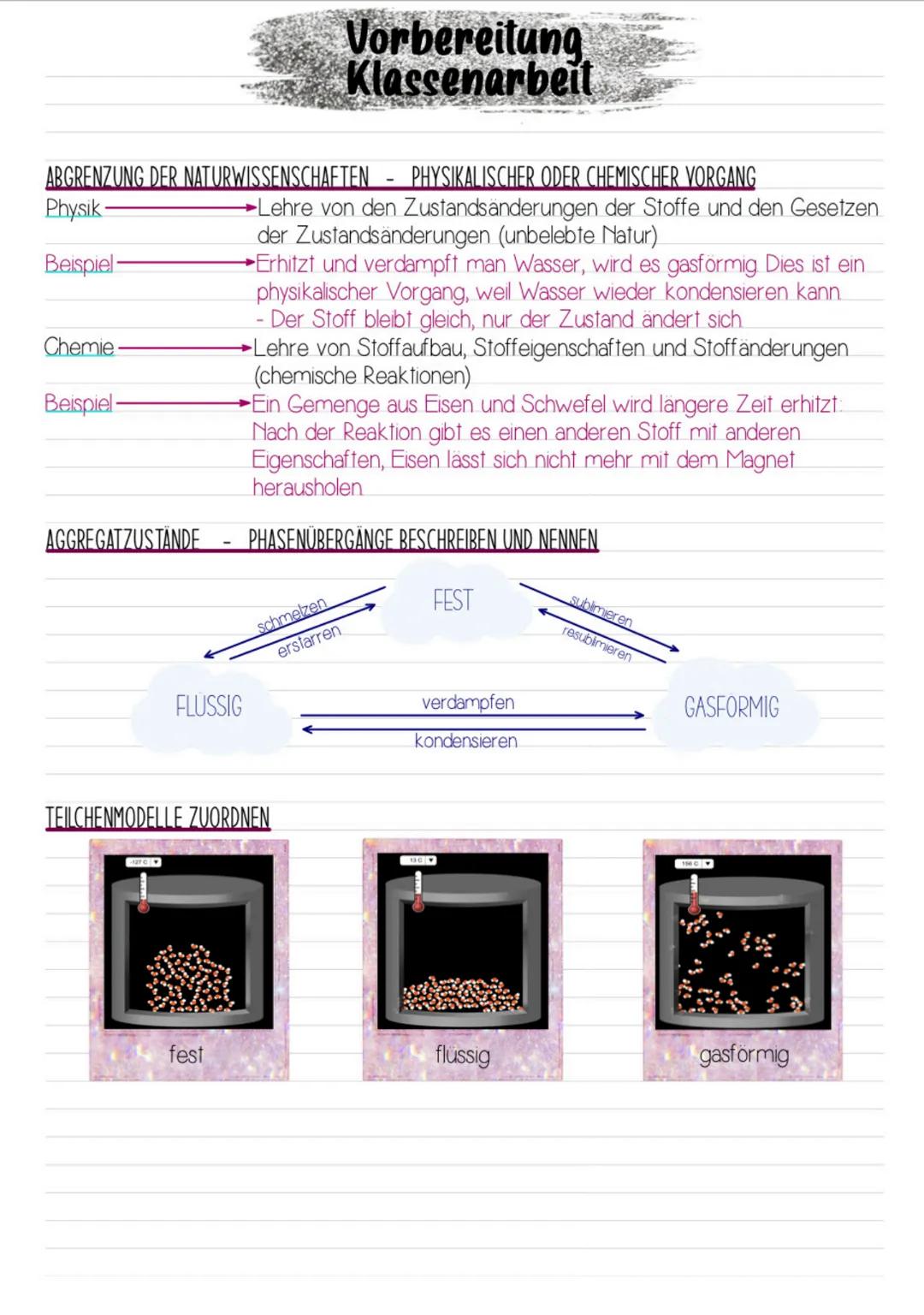 Stofftrennverfahren, Stoffeigenschaften, Destillation, Aggregatzustände