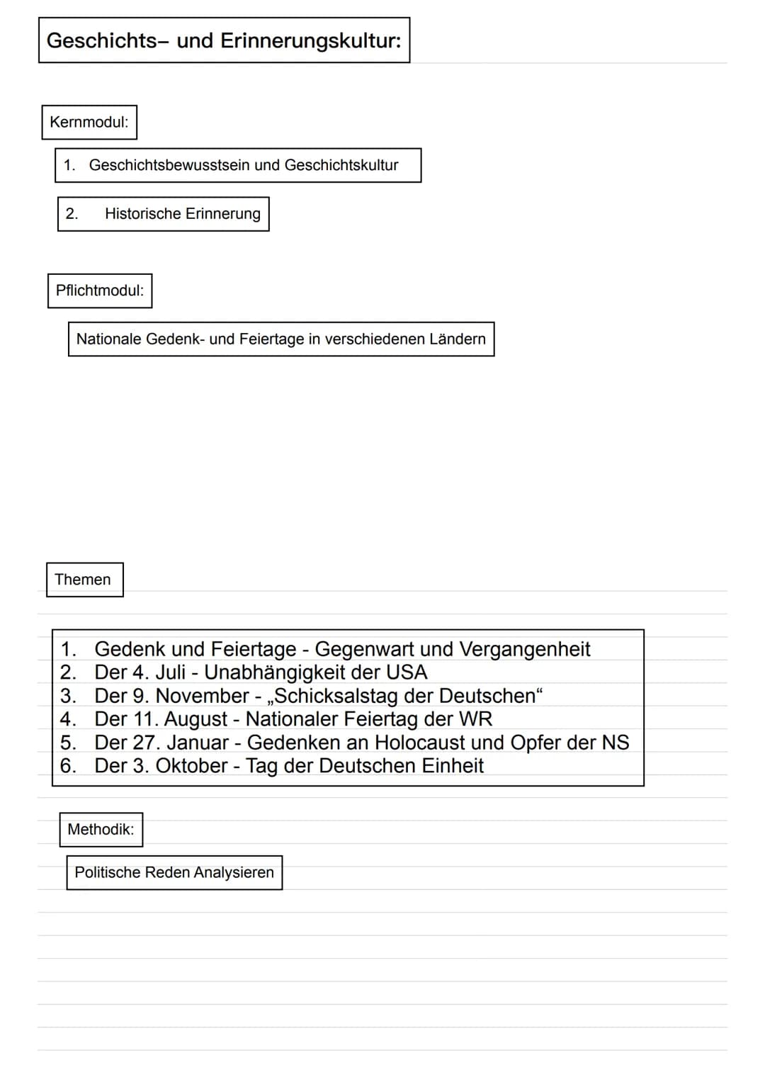 Geschichtskultur & Erinnerungskultur Geschichte Abitur