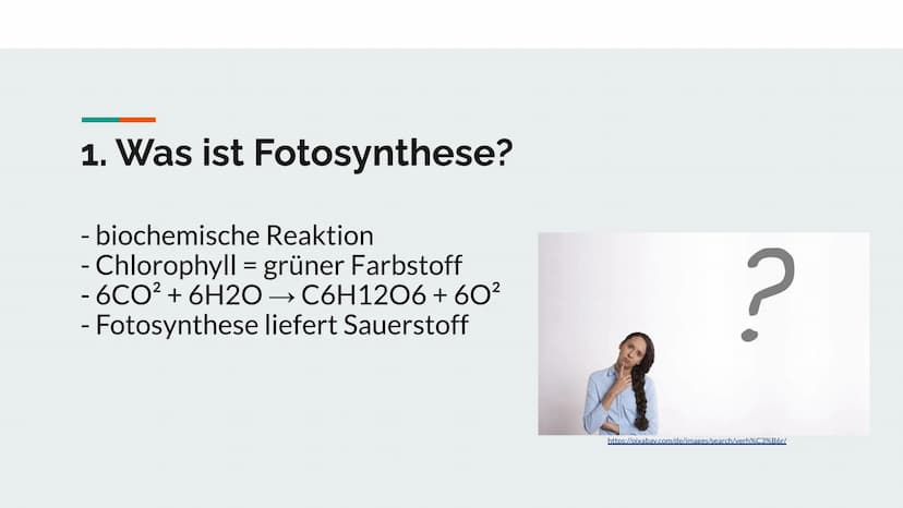 Fotosynthese
Vortrag von Darleen Noah Was ist Fotosynthese?
- ist eine redoxreaktion (Reduktion und Oxidation) -> Reaktion mit Sauerstoff un