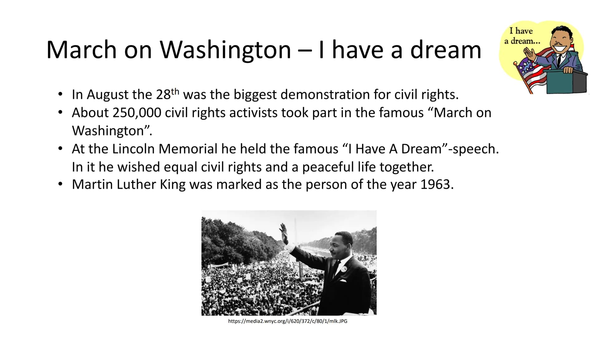 Martin Luther King
American Baptist minister
Activist
Humanitarian
●
●
Leader in the African-American Civil
Rights Movement
n
https://stanfo