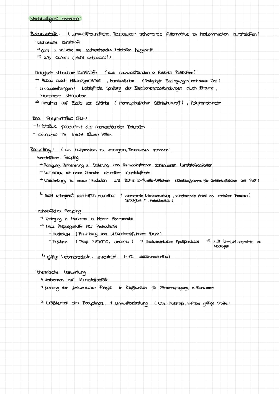 Als Kunststoff bezeichnet man künstlich synthetisierte, organische, makromolekulare Verbindungen.
Makromoleküle = sehr große Moleküle aus si