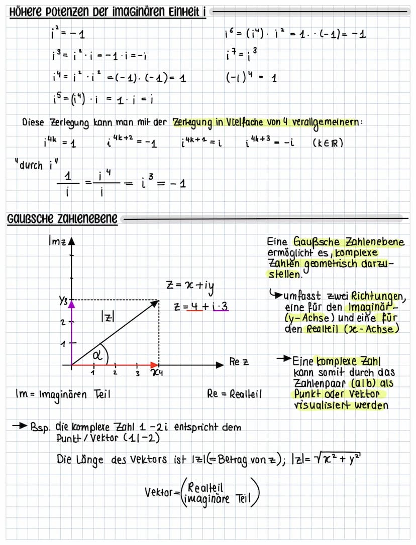Komplexe Zahlen
–Das Quadrat einer negativen oder positiven reellen Zahl ist immer positiv
Deswegen sind Gleichungen wie x²= −1 und x = -√√-