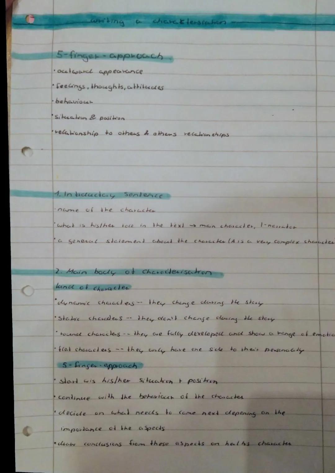 Easy Guide for Characterization: Examples, Worksheets & 5-Finger Method