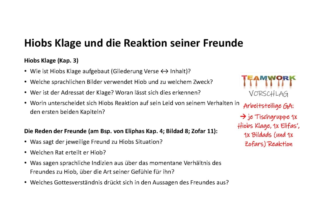 Hiobs Klage und die Reaktion seiner Freunde