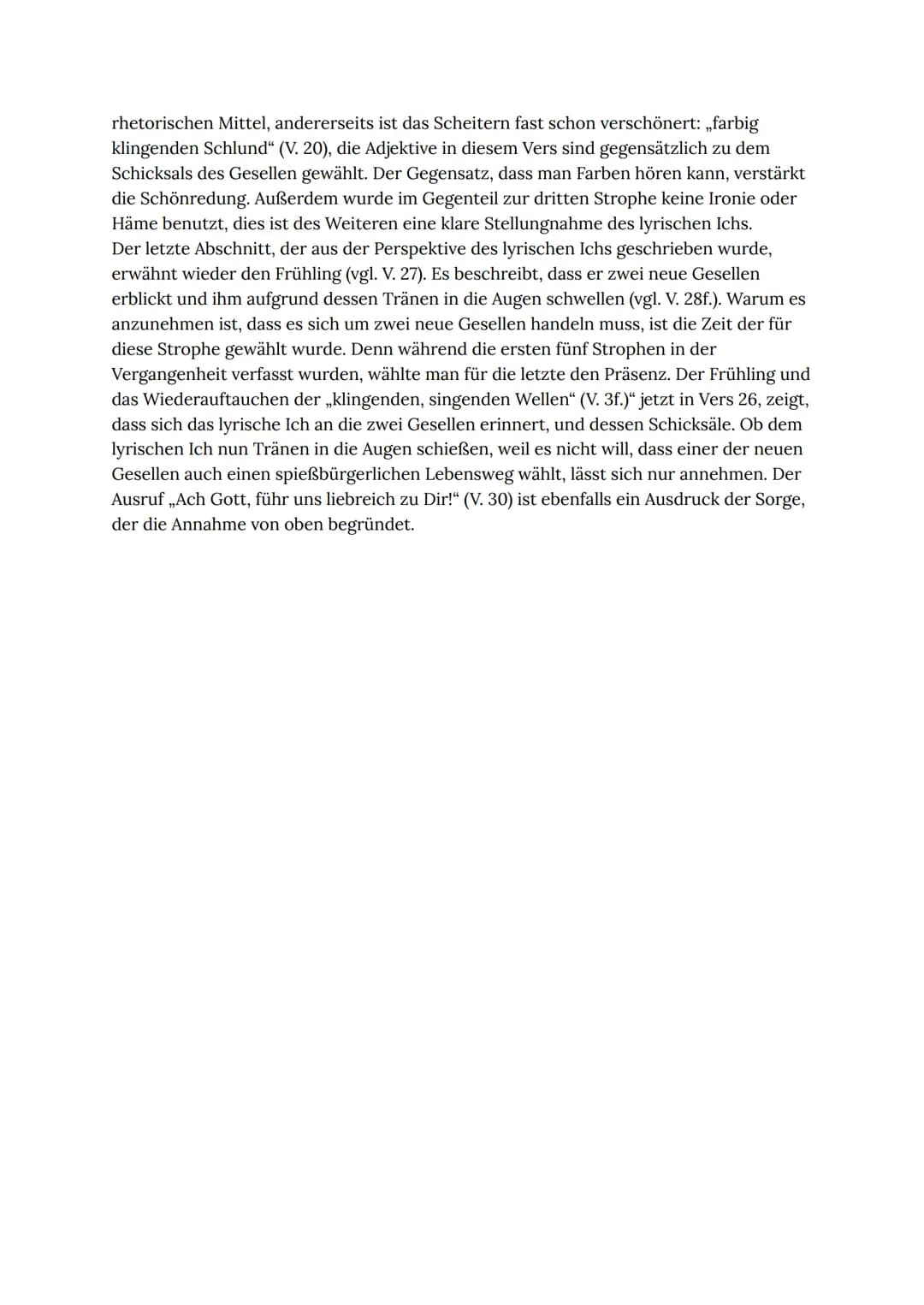 Gedichtinterpretation: Die zwei Gesellen
In dem von Joseph von Eichendorff im Jahre 1818 verfassten Gedichts ,,Die zwei
Gesellen" geht es um