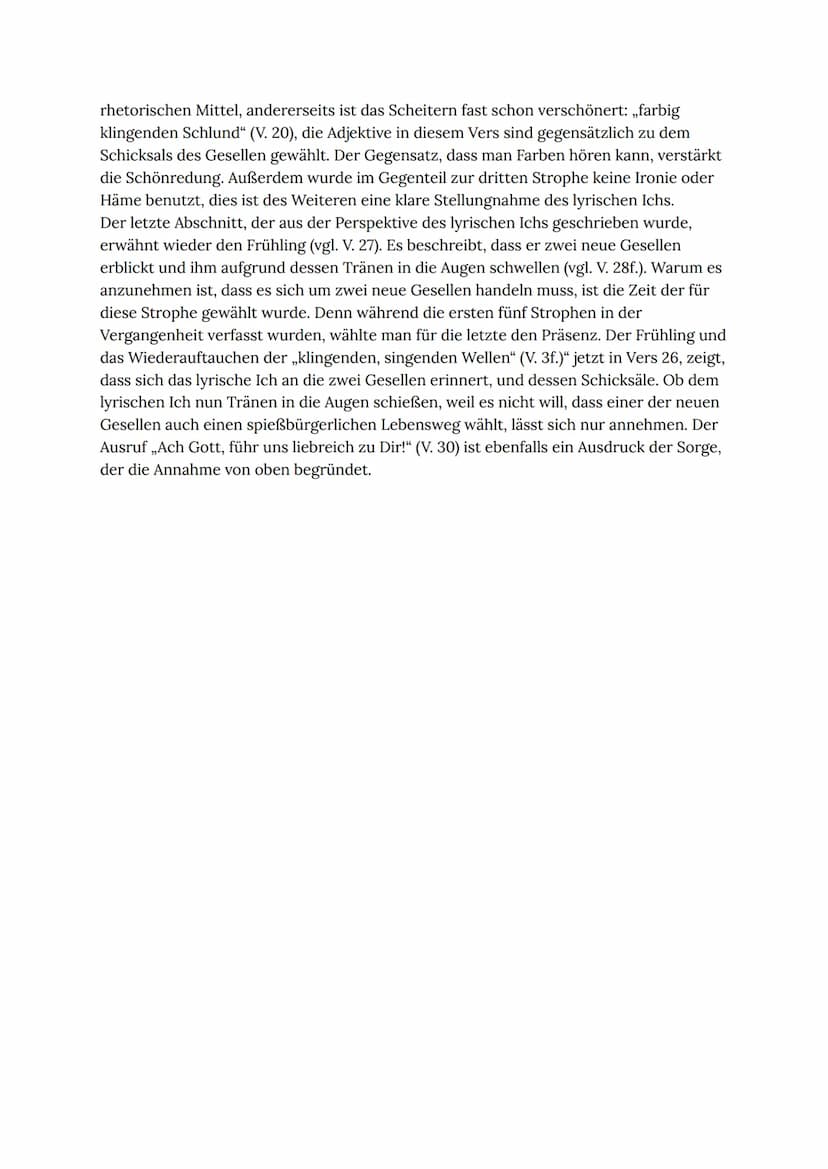 Gedichtinterpretation: Die zwei Gesellen
In dem von Joseph von Eichendorff im Jahre 1818 verfassten Gedichts ,,Die zwei
Gesellen" geht es um