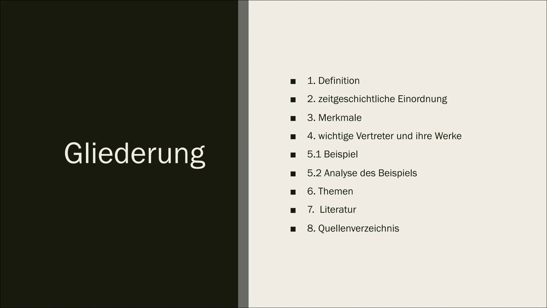 NEUE
SACHLICHKEIT:
LITERATUR DER
WEIMARER
REPUBLIK
Eine Präsentation
von Luisa Gliederung
■
■
1. Definition
2. zeitgeschichtliche Einordnung
