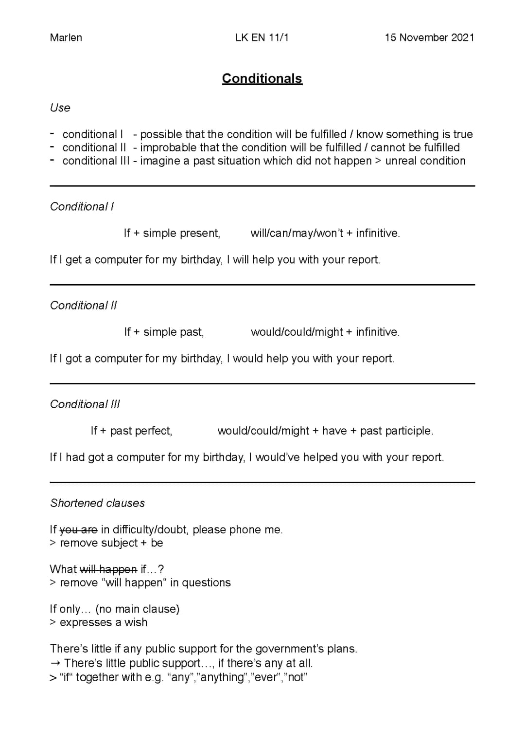  Conditionals