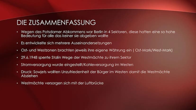 BERLIN-BLOCKADE UND
LUFTBRÜCKE
Ein Vortrag von: Oliver Beeken, Marwin Michelson,
Hannes Brandl, Isabell Stegemann GLIEDERUNG
Titelseite
Glie