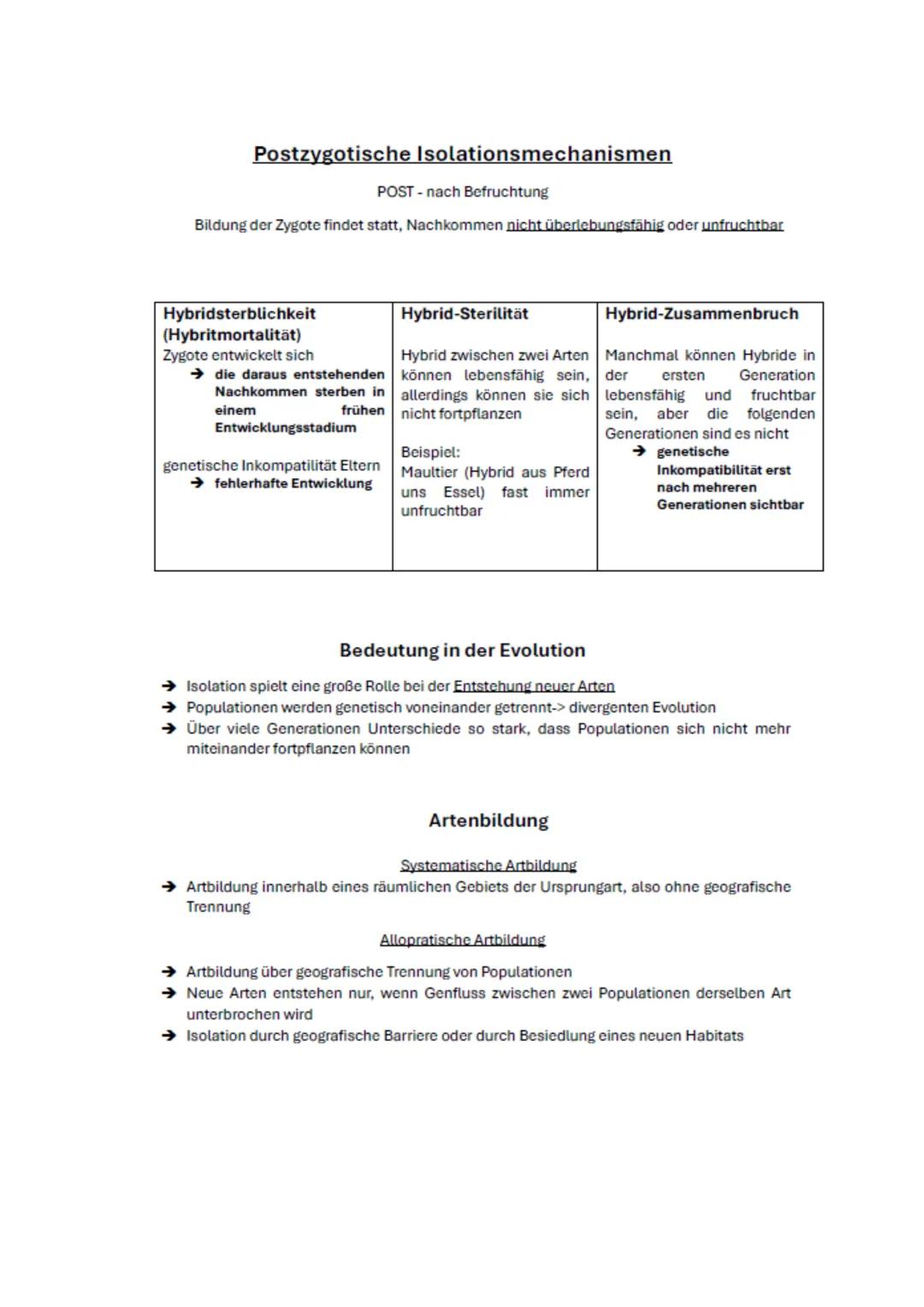 # Isolation

Verhinderung des Genaustauschs zwischen Population einer oder mehreren Arten, wodurch
genetische Unterschiede vergrößert werden