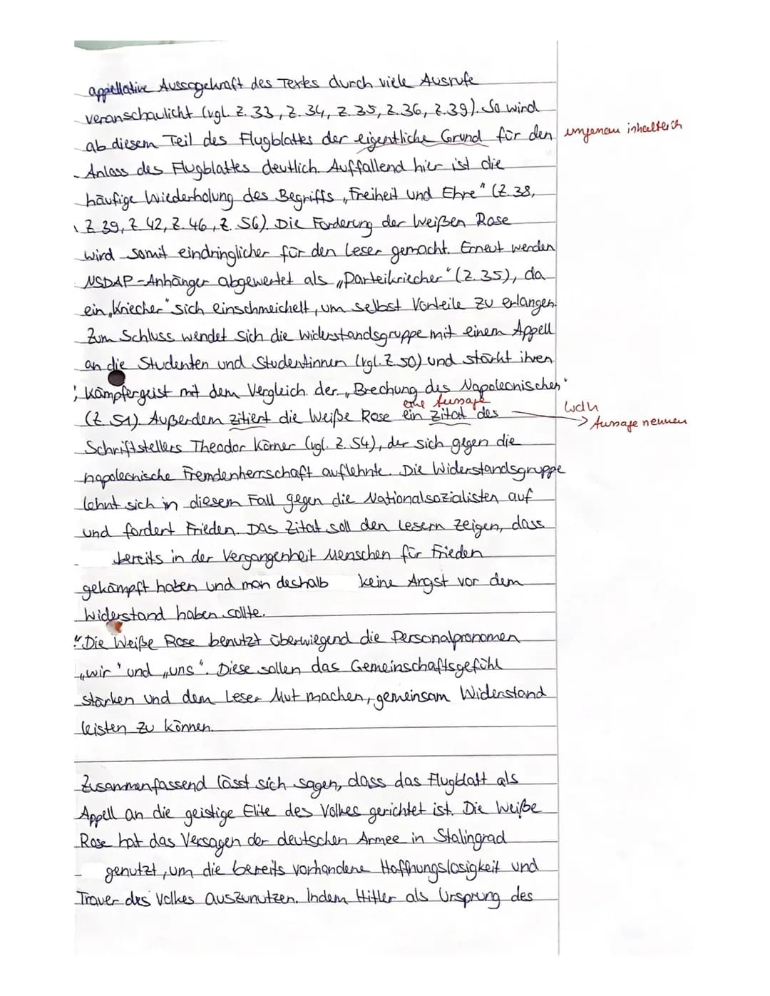 Deutsch 10 LK DE 2
Kursarbeit 10/2/ Bewertungsbogen
(Redeanalyse: 6. Flugblatt der Weißen Rose)
Name:
A) Inhaltliche Leistung
Anforderung
Fo