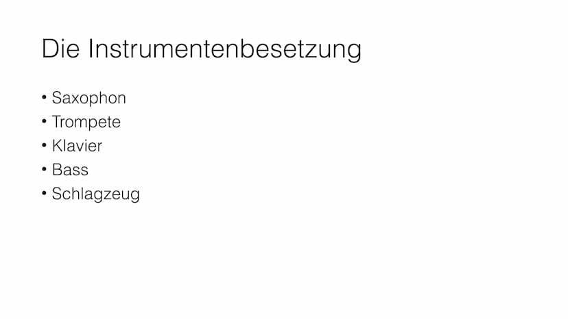 Der Bebop Inhalt
• Allgemeine Informationen
●
Die Ziele der Musiker
Die Reaktion auf den Bebop
Die Instrumentenbesetzung
Der Melodieverlauf 