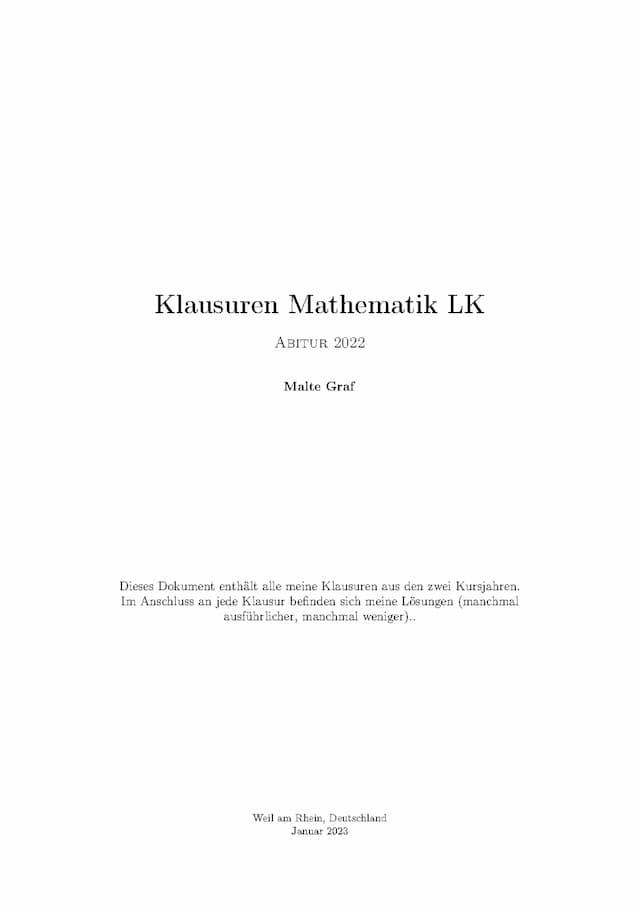 Know Klausurensammlung Mathe LK 2020/22 Baden-Württemberg  thumbnail