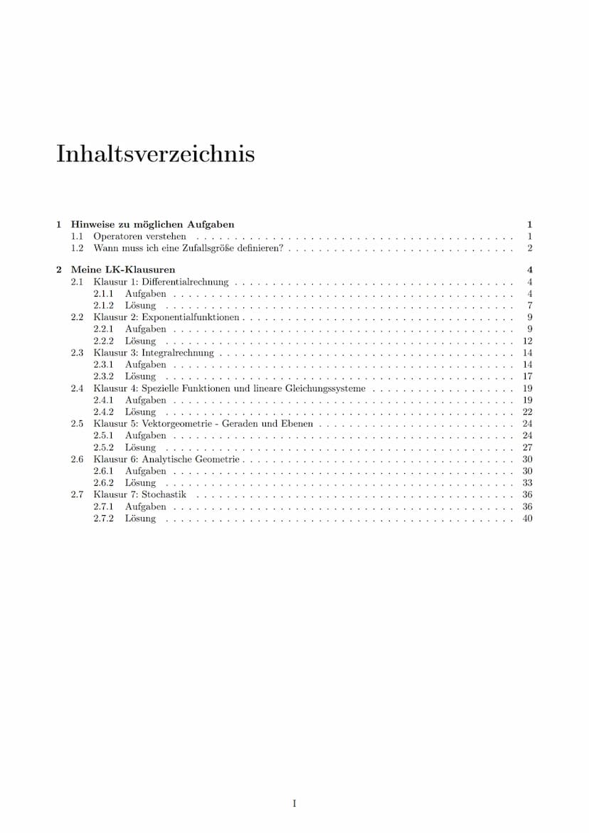 Klausuren Mathematik LK
ABITUR 2022
Malte Graf
Dieses Dokument enthält alle meine Klausuren aus den zwei Kursjahren.
Im Anschluss an jede Kl