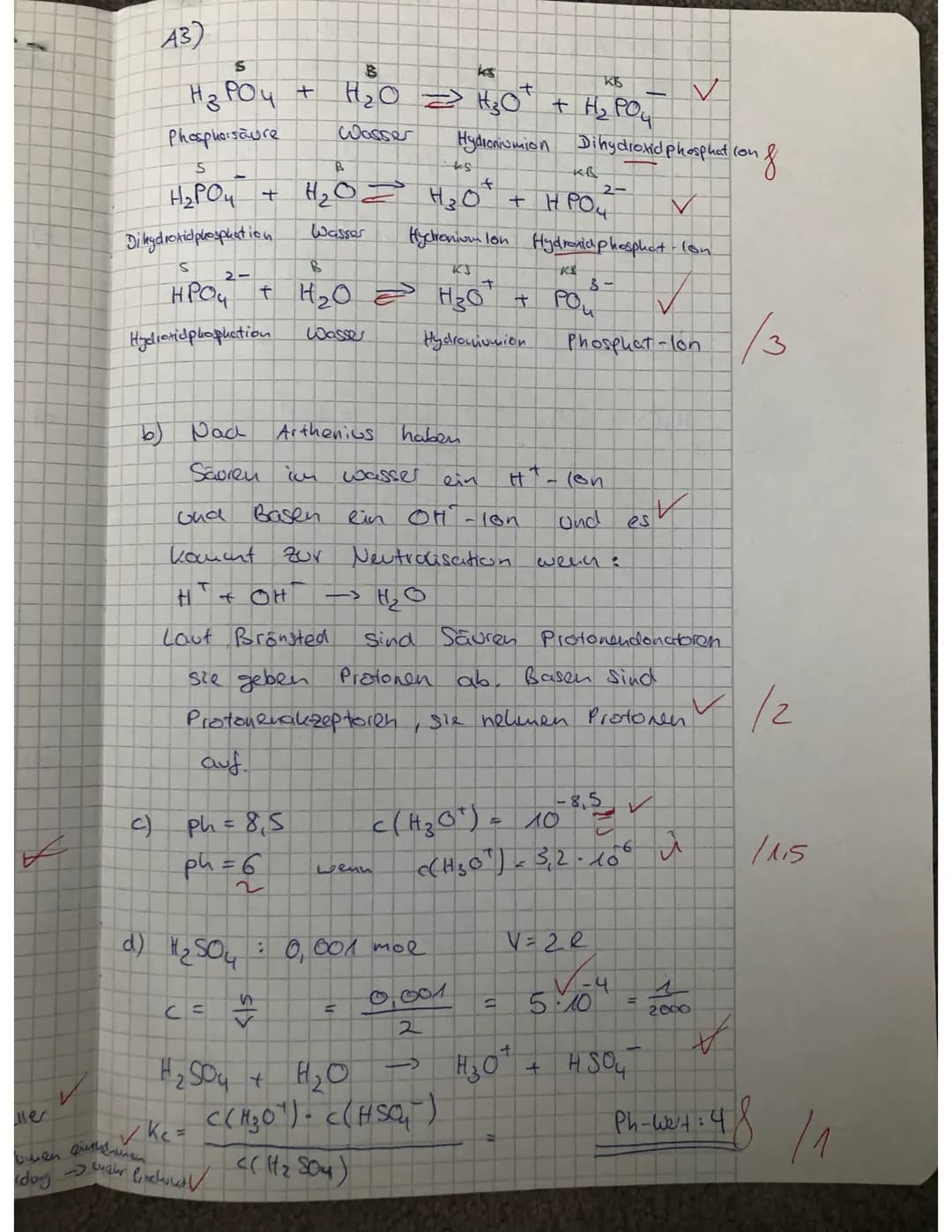 2
die entsteheneden lonen.
J
(b) Nennen Sie die Grundzüge der Säure-Base-Konzepte von Arrhenius und Brönsted.
Aufgabe 3 Allgemeines zu Säure