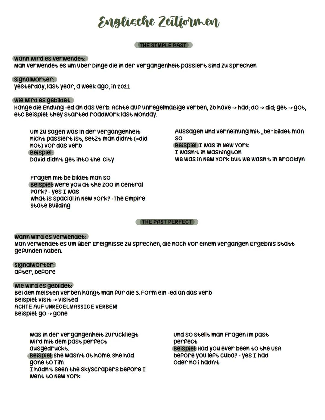  Zeitformen simple past und past perfect 