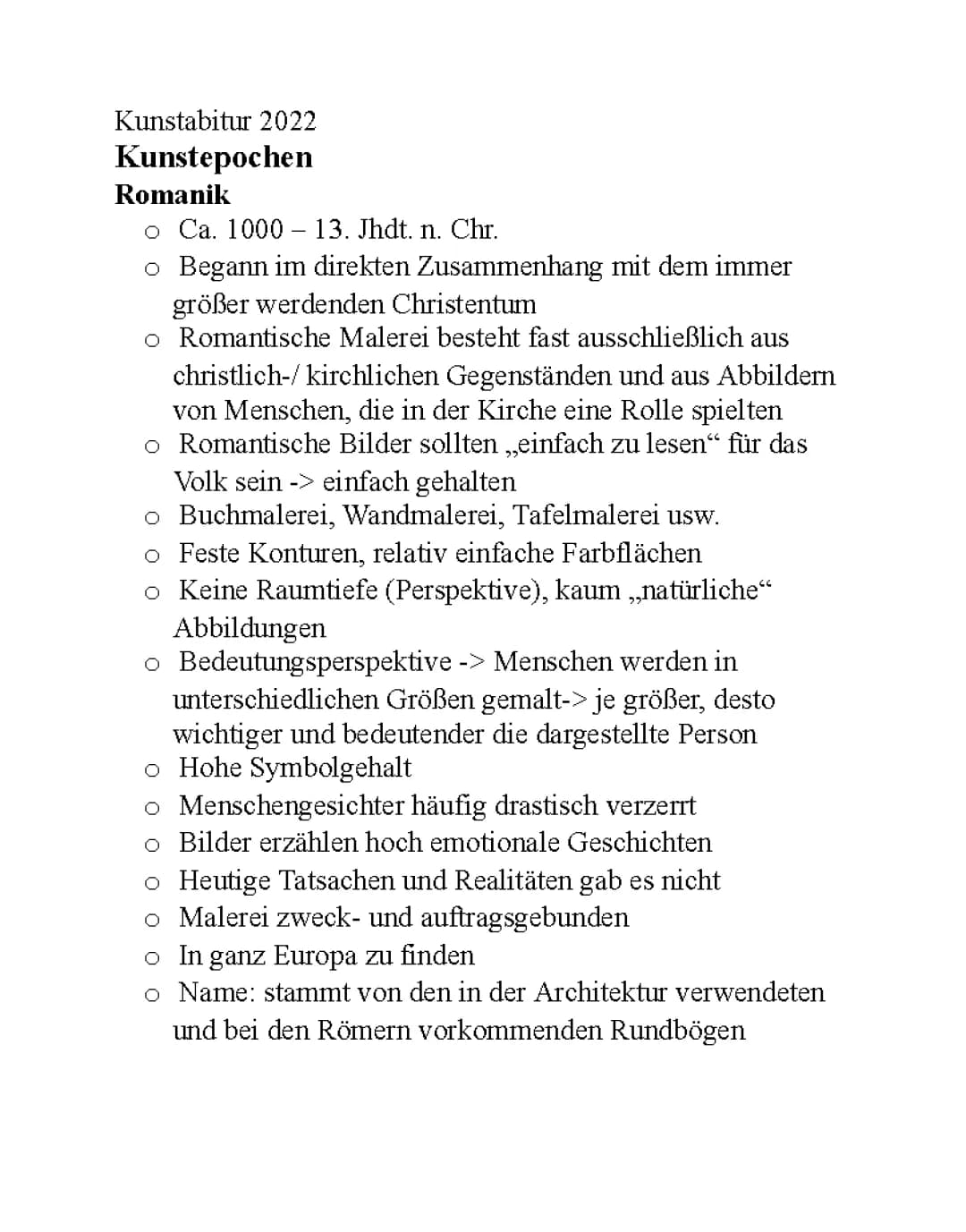 Kunstepochen Abitur 2022