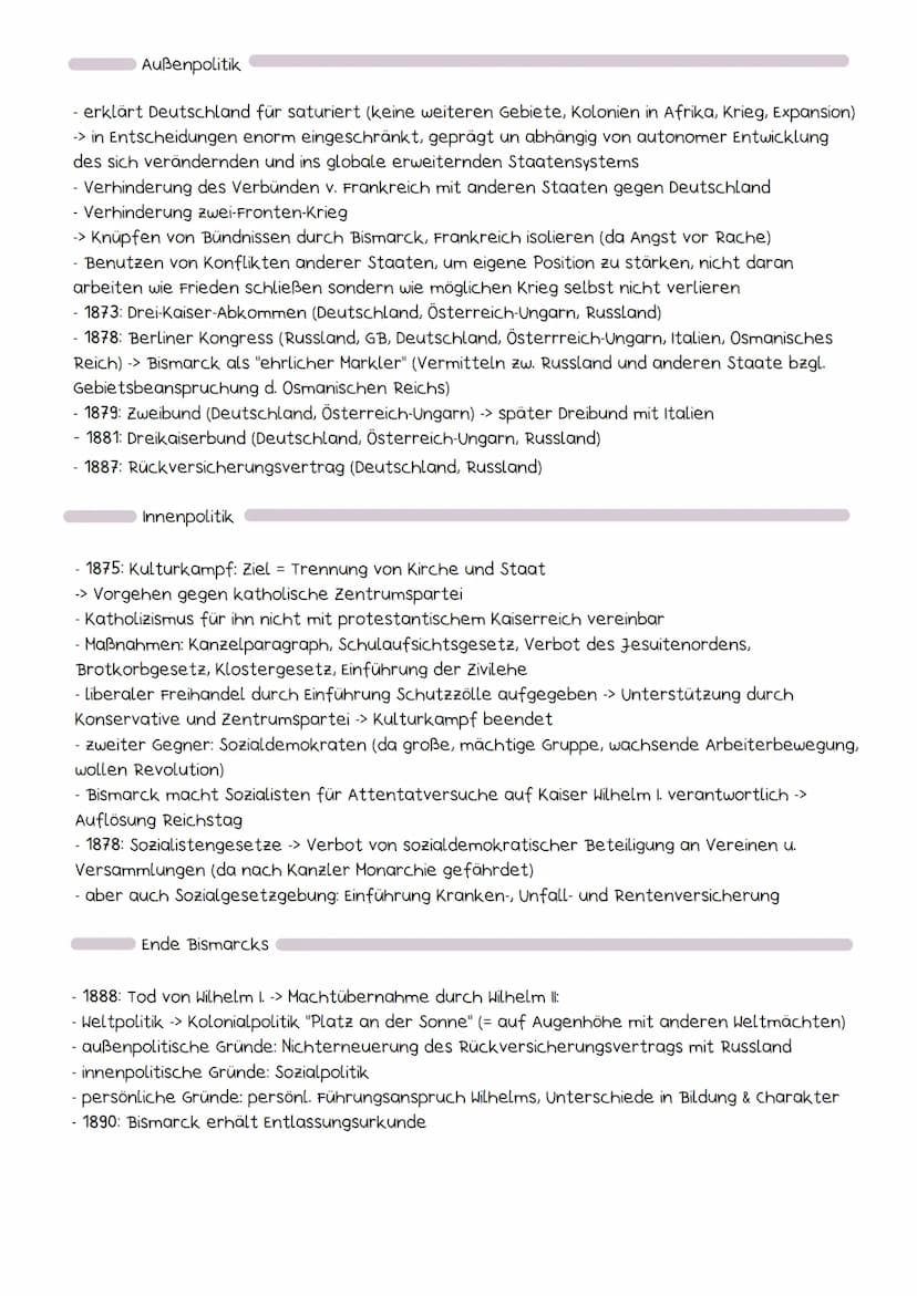 Otto von Bismarck
Ziele
- einheitliches Deutschland unter preußischer
Führung (Hegemonie Preußens)
- Aufrechterhaltung d. friedenssichernden