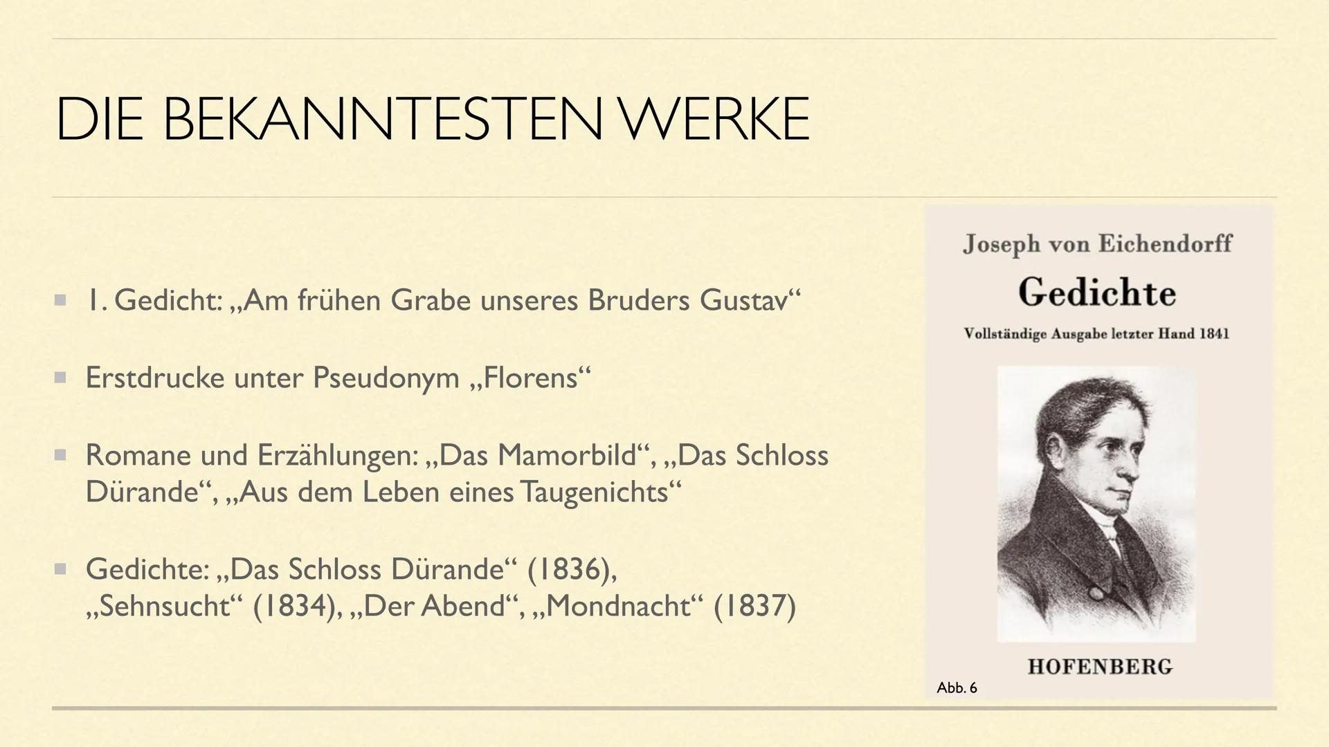 Abb. I
JOSEPH VON EICHENDORFF
Eine Präsentation von Queenie D. und Linda H. GLIEDERUNG
Lebenslauf
■ Familiäres Umfeld
Stellung zur Französis