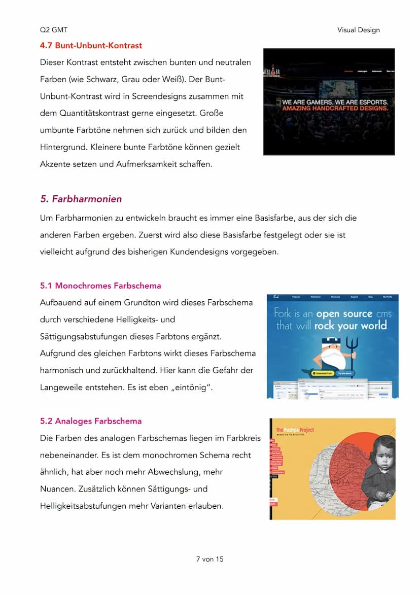 Q2 GMT
Farbanalyse
1. Der Farbkreis
2. Wirkung der einzelnen Farben
3. Auswahl und Einsatz der Farben
4. Farbkontraste
• Farbe-an-sich-Kontr