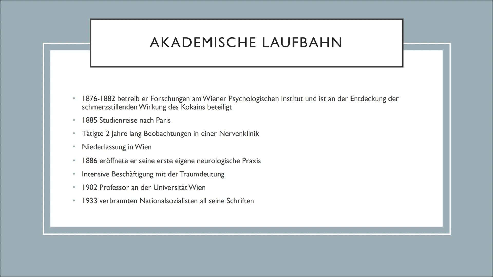 SIGMUND FREUD
Eine Präsentation von Luzie und Leonie T. 1) Kurzbiografie
a) Wer war Sigmund Freud?
b) Kindheit und Ausbildung
c) Akademische