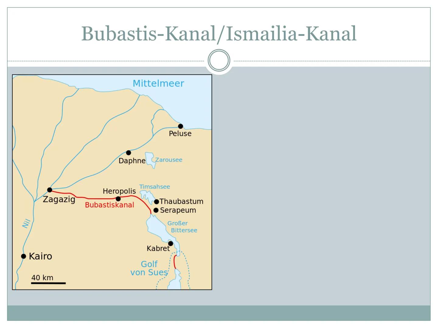 Der Suezkanal
Wie und warum prägt der Mensch Räume?
1. Allgemeine Informationen
Schifffahrtskanal zwischen Port Said und Port Taufiq (Ägypte