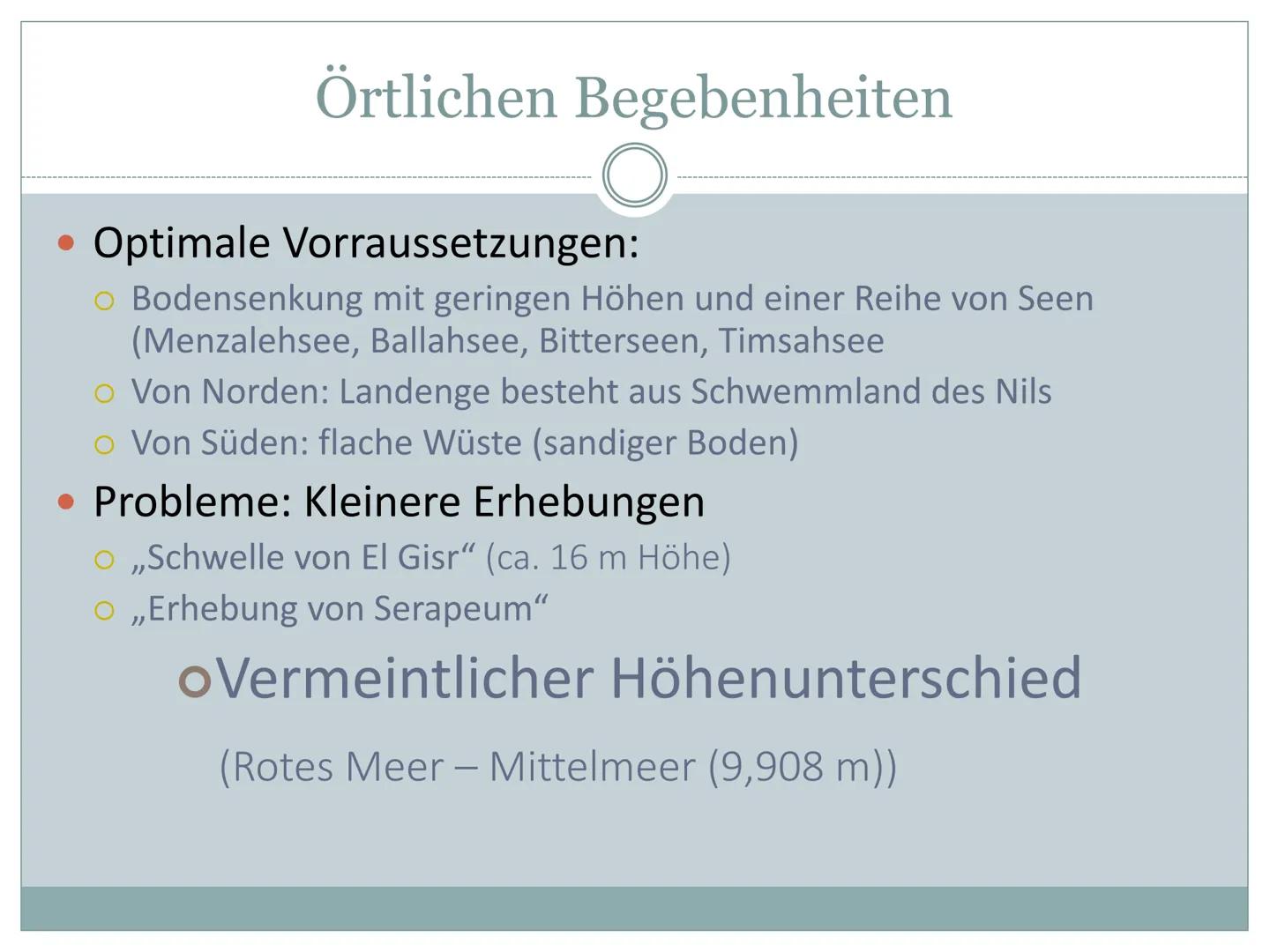 Der Suezkanal
Wie und warum prägt der Mensch Räume?
1. Allgemeine Informationen
Schifffahrtskanal zwischen Port Said und Port Taufiq (Ägypte