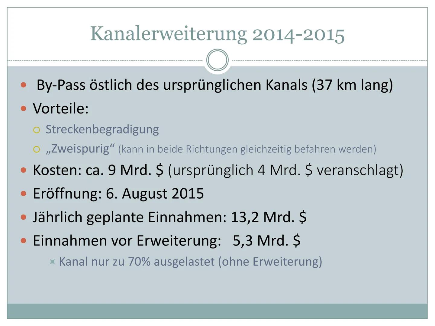 Der Suezkanal
Wie und warum prägt der Mensch Räume?
1. Allgemeine Informationen
Schifffahrtskanal zwischen Port Said und Port Taufiq (Ägypte