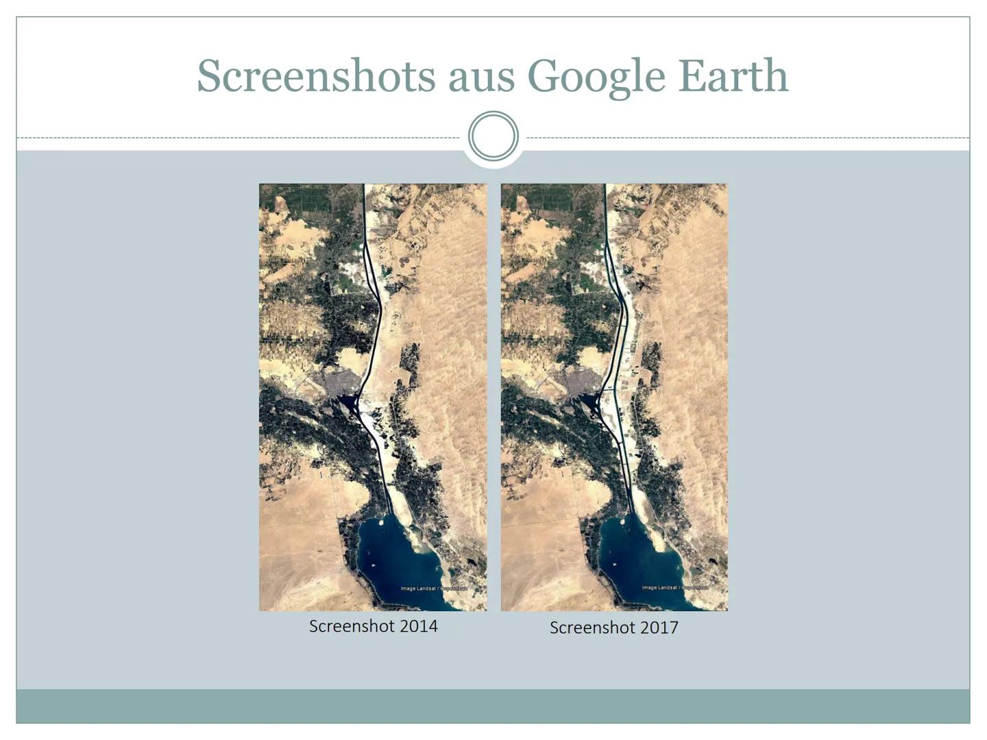 Der Suezkanal
Wie und warum prägt der Mensch Räume?
1. Allgemeine Informationen
Schifffahrtskanal zwischen Port Said und Port Taufiq (Ägypte