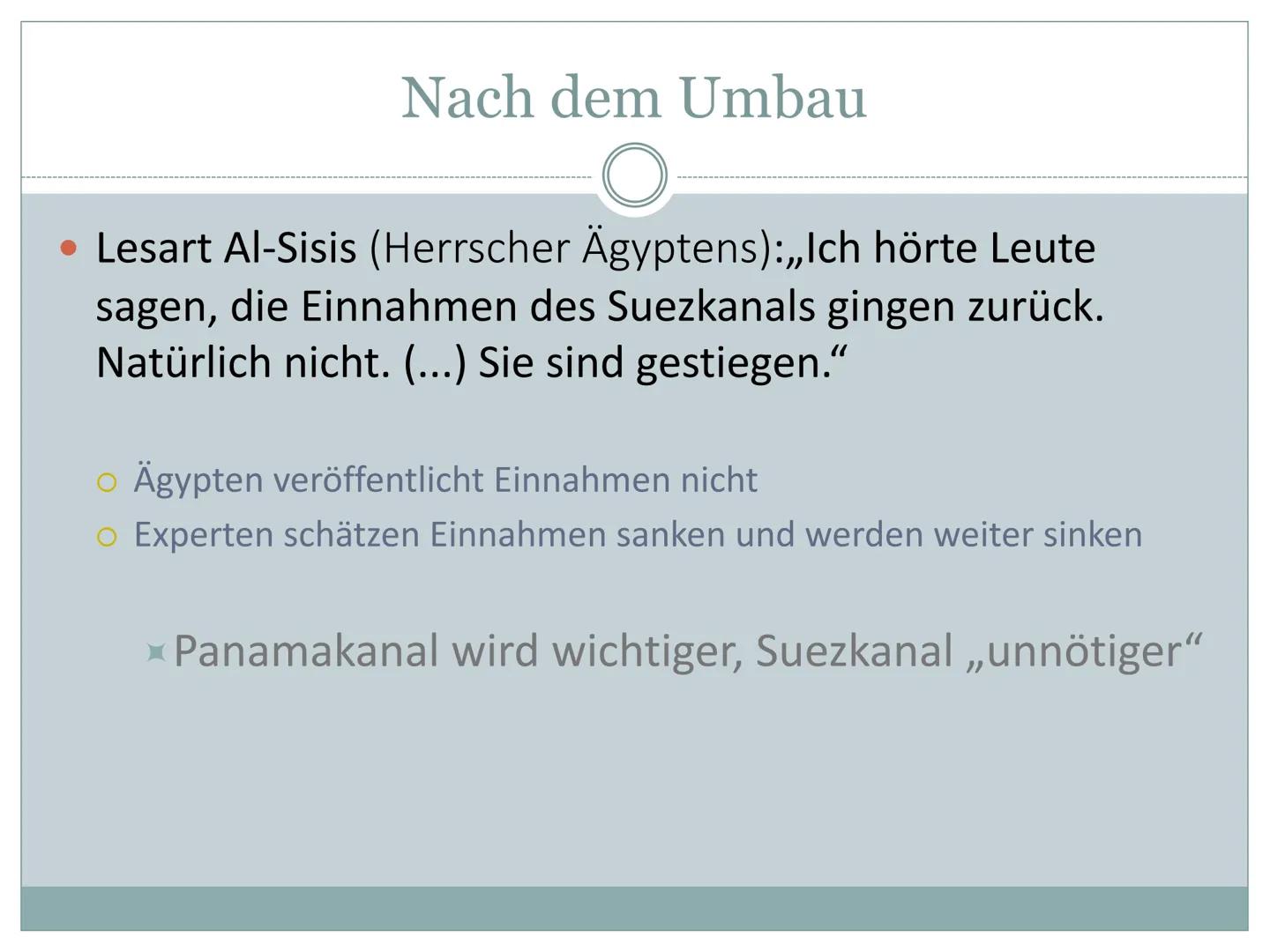 Der Suezkanal
Wie und warum prägt der Mensch Räume?
1. Allgemeine Informationen
Schifffahrtskanal zwischen Port Said und Port Taufiq (Ägypte