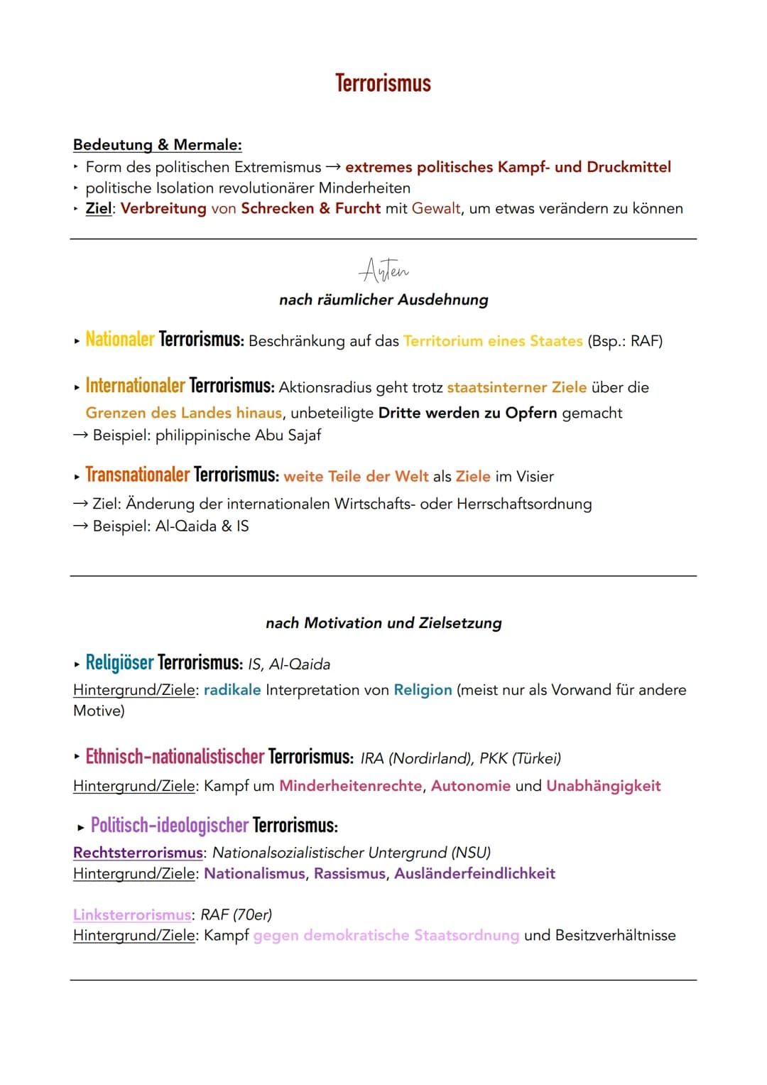 Krieg:
Definition & Merkmale:
• organisierter bewaffneter Kampf zwischen Staaten oder Staatengruppen
• Ziel: Interessendurchsetzung → Konfli